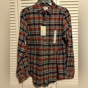 Great Croft & Barrow men’s size S navy gray rust plaid button up flannel shirt